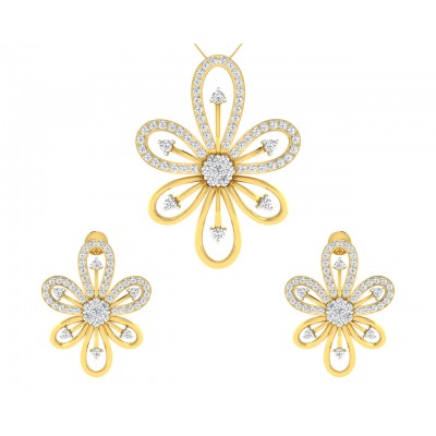 Rhea Diamond Earrings & Pendant Set